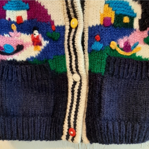 Vintage Embroidered Wool Jacket Cardigan 2T - Picture 7 of 10